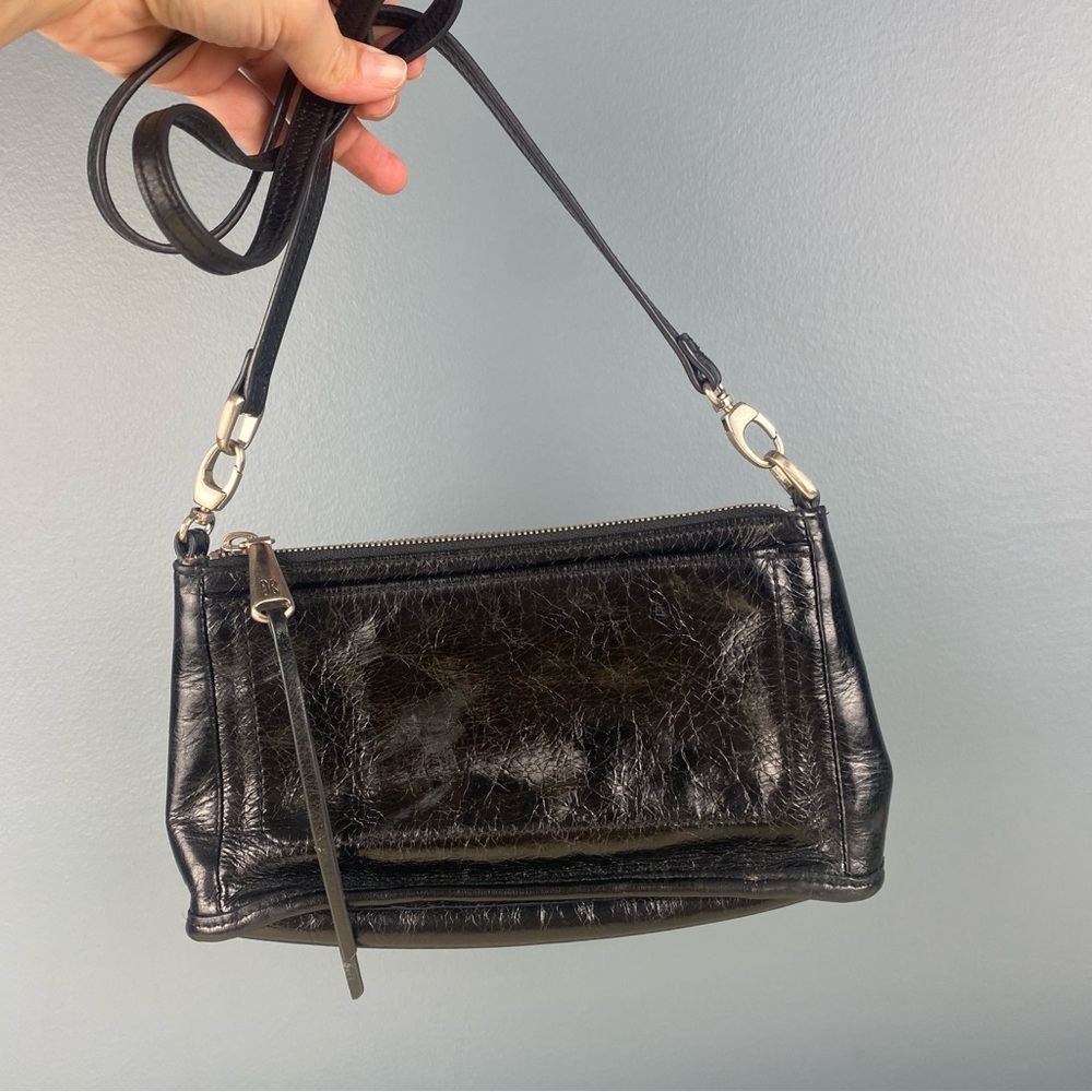Hobo International Cadence Crossbody Genuine Leather Bag Purse Polished Black